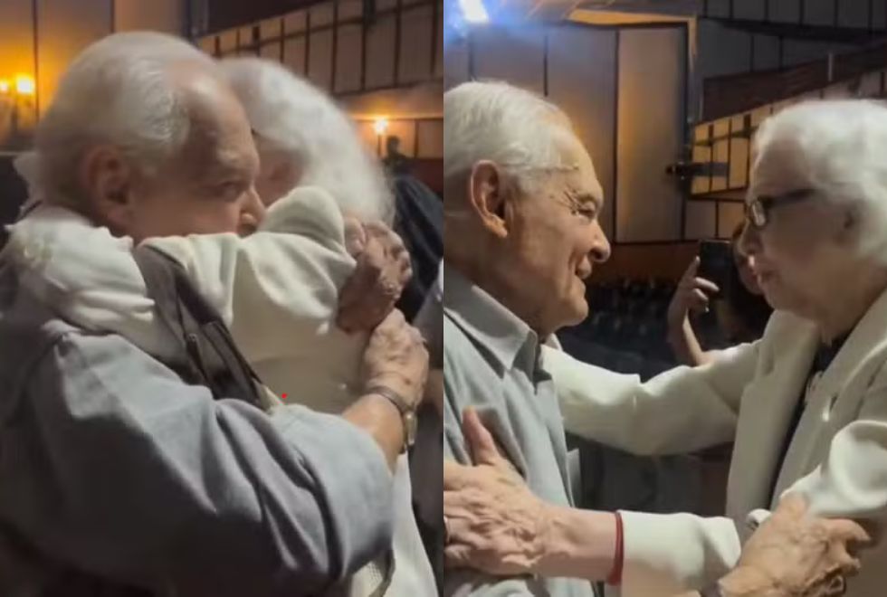 Fernanda Montenegro e Othon Bastos se emocionam em encontro; veja Fernanda Montenegro e Othon Bastos
