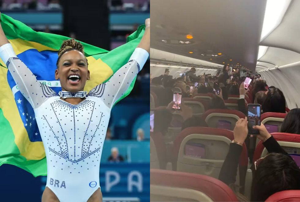 Rebeca Andrade, maior medalhista olímpica, é aplaudida em avião Rebeca