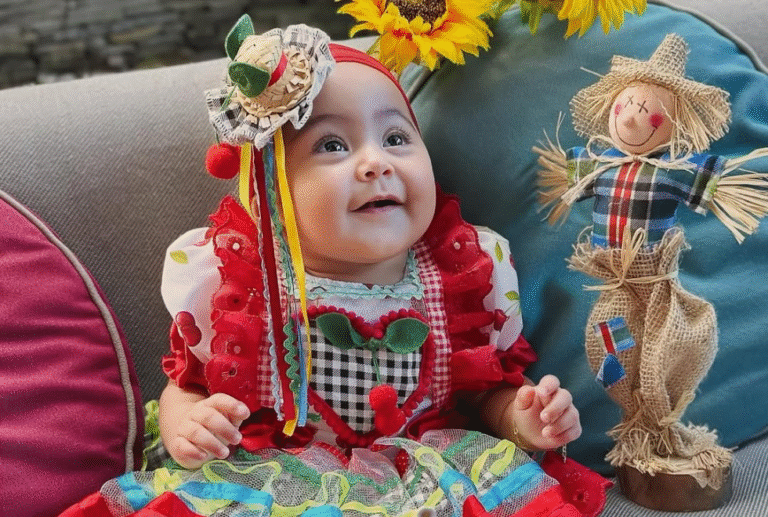 Em clima de São João, Graciele e Zezé celebram seis meses da filha no Sertão de PE