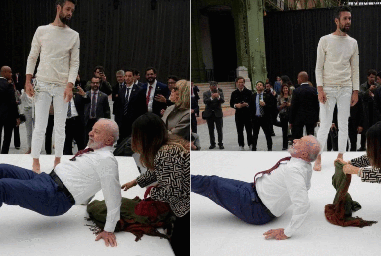Lula se arrisca em movimentos de acrobacia na França