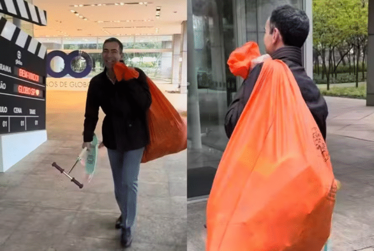 César Tralli doa brinquedos da filha a funcionários da TV Globo