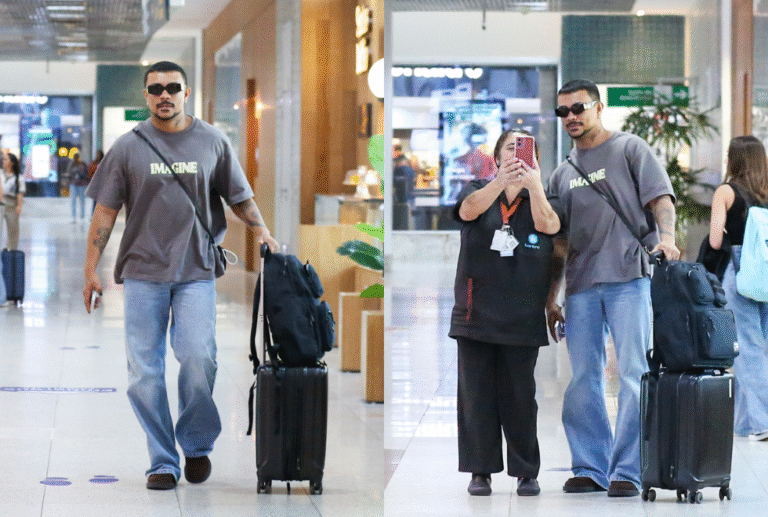 Xamã é visto embarcando no Aeroporto Santos Dumont, no Rio