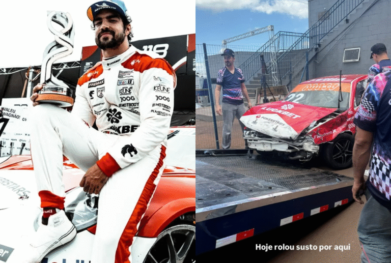 Caio Castro sofre acidente de carro durante treino de automobilismo