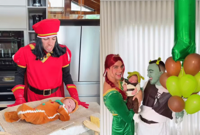 Lucas Rangel e Lucas Bley celebram um mês da filha, Mia