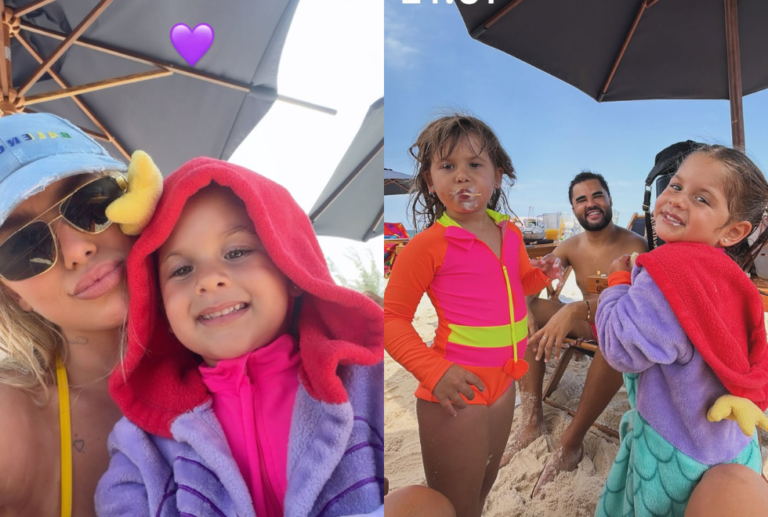 Após estreia no Carnaval do Rio, Virginia curte praia com filhas e amigos