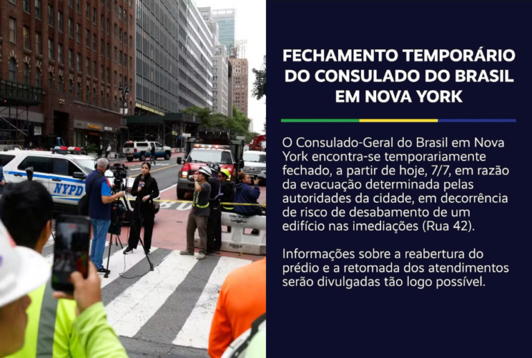 Consulado do Brasil em Nova York é esvaziado e fecha após risco de desabamento