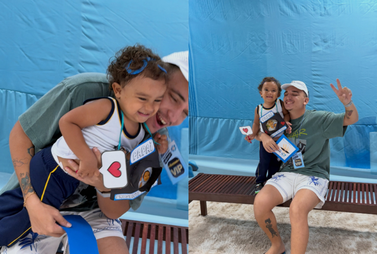João Gomes celebra primeiro Dia dos Pais na escola do filho