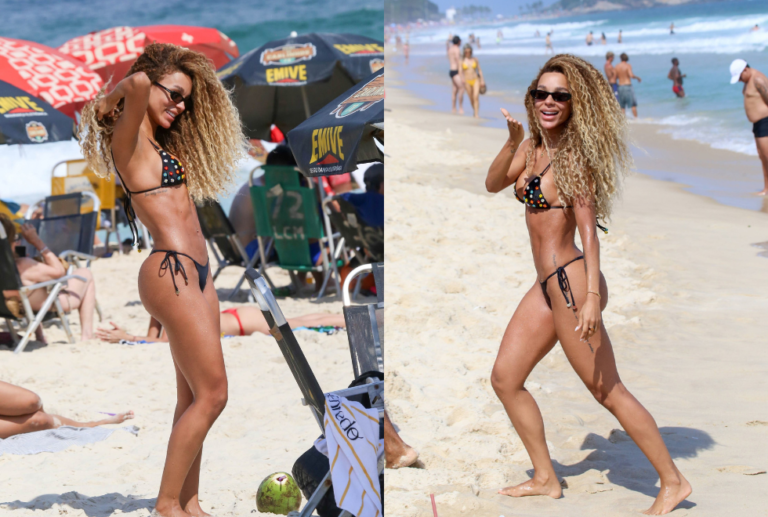 Musa da Grande Rio, Brunna Gonçalves esbanja beleza em praia do Rio